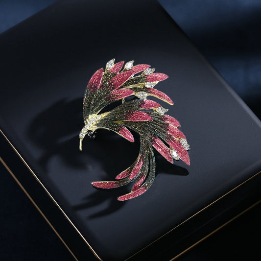 Phoenix corsage cheongsam dress accessories elegant temperament pin Chinese style gradient feather brooch