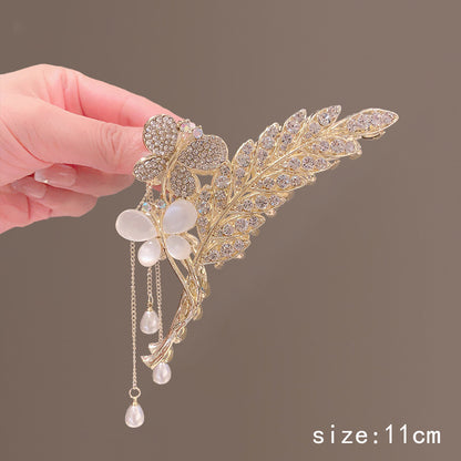 Chinese style retro plant flowers wheat ear metal clip pearl tassel lily of the valley hair decoration hairpin headdress headgear