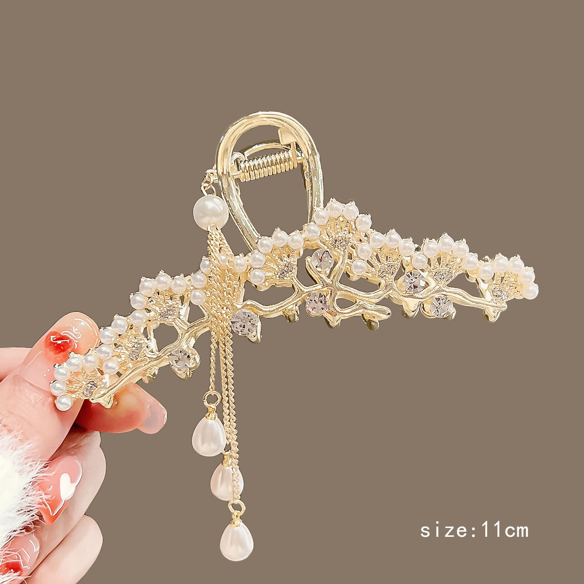 Chinese style retro plant flowers wheat ear metal clip pearl tassel lily of the valley hair decoration hairpin headdress headgear