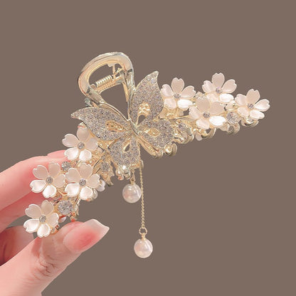 Chinese style retro plant flowers wheat ear metal clip pearl tassel lily of the valley hair decoration hairpin headdress headgear