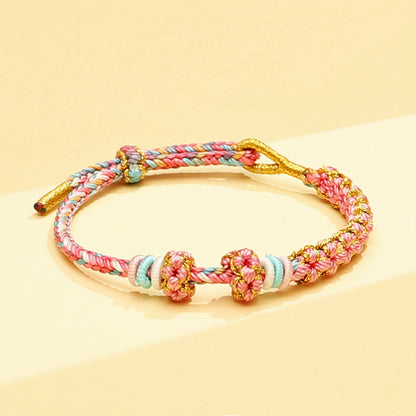 Chinese style, lily of the valley peach blossom bracelet hand-woven thousands of miles of rivers and mountains bracelet transfer beads red rope