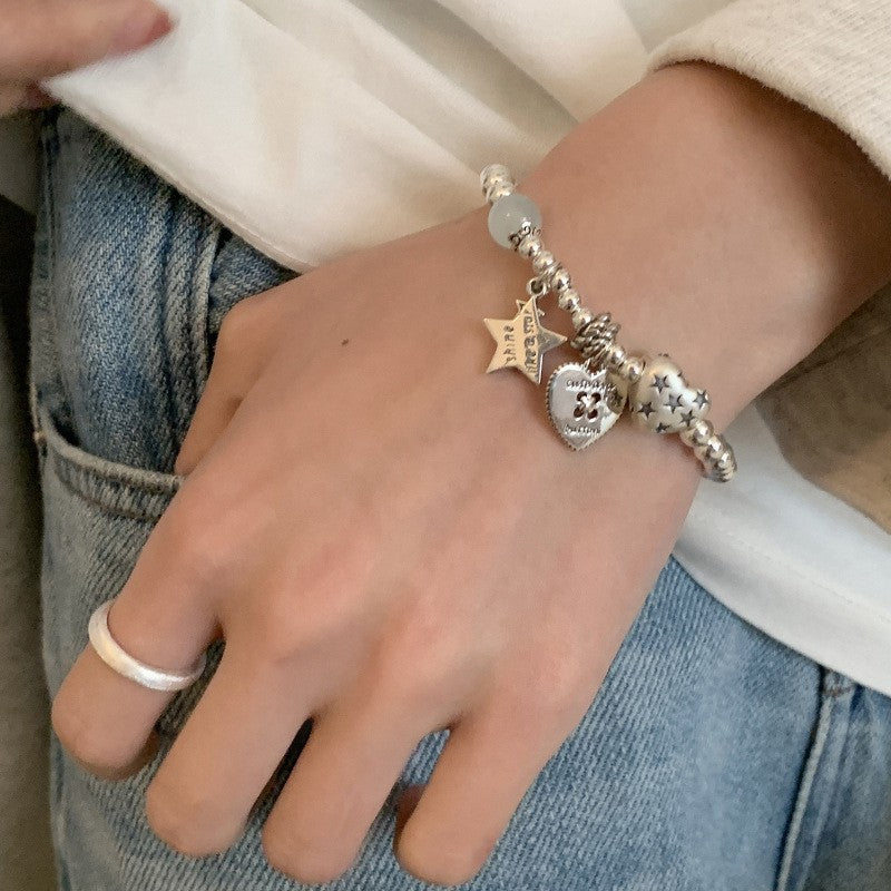 Chinese style natural irregular pearl s925 sterling silver bracelet female beaded silver bracelet