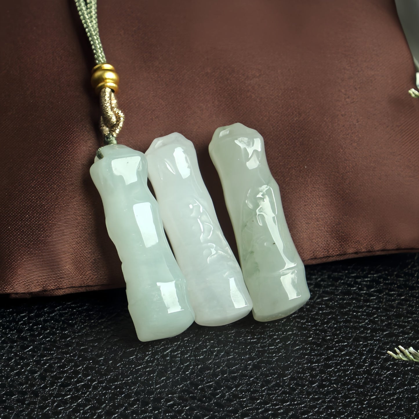 Chinese style Xinjiang Tianshan Jade pendant with rope and floating flowers Tianshan Jade jade peace pendant auspicious cloud Ruyi pendant Tianshan Jade small piece