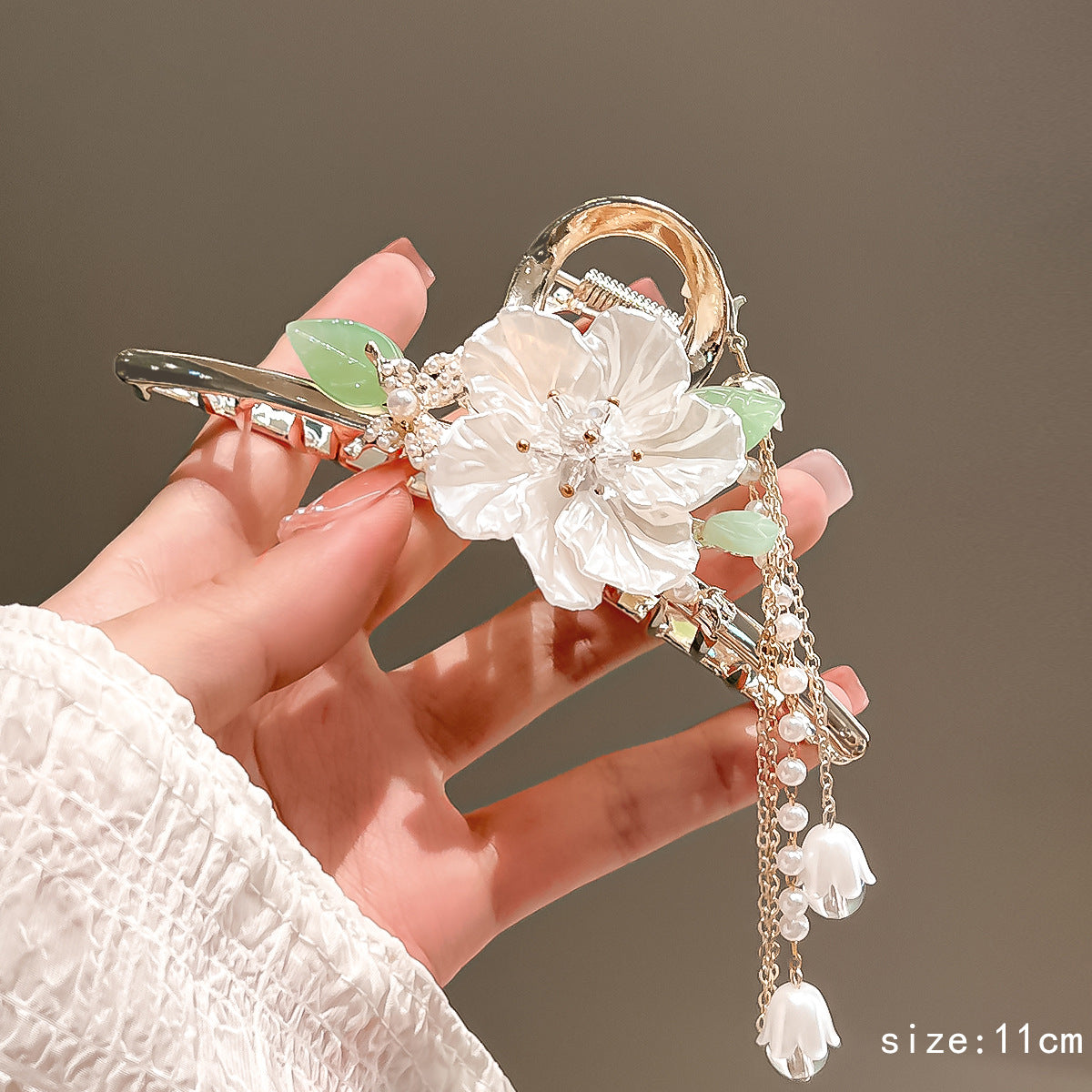 Chinese style retro plant flowers wheat ear metal clip pearl tassel lily of the valley hair decoration hairpin headdress headgear