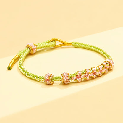 Chinese style, lily of the valley peach blossom bracelet hand-woven thousands of miles of rivers and mountains bracelet transfer beads red rope