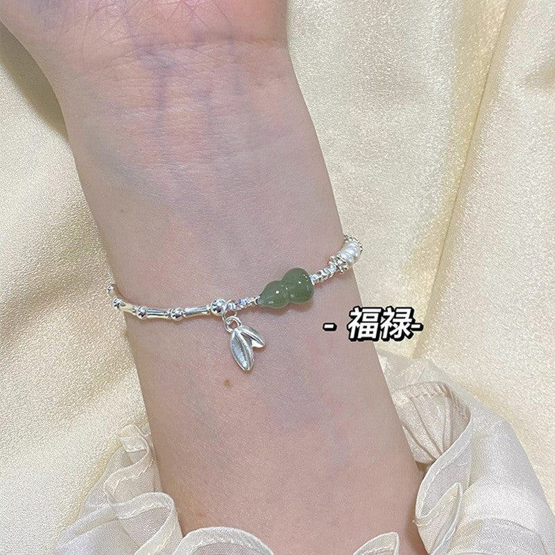 Chinese style natural irregular pearl s925 sterling silver bracelet female beaded silver bracelet