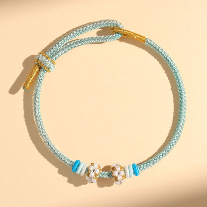 Chinese style, lily of the valley peach blossom bracelet hand-woven thousands of miles of rivers and mountains bracelet transfer beads red rope