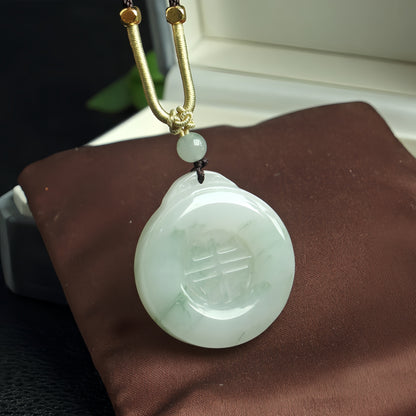 Chinese style Xinjiang Tianshan Jade pendant with rope and floating flowers Tianshan Jade jade peace pendant auspicious cloud Ruyi pendant Tianshan Jade small piece