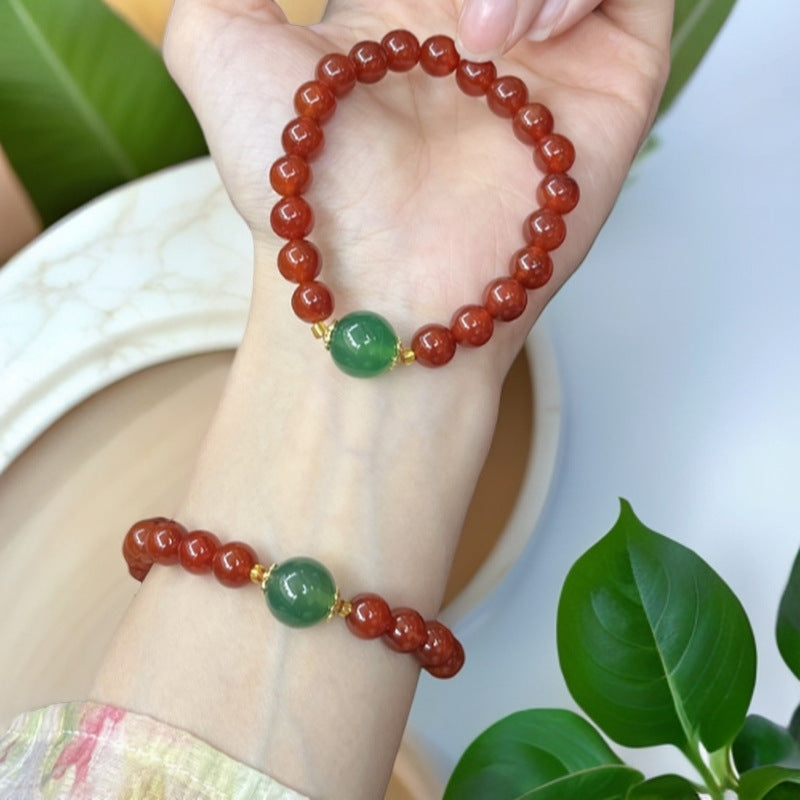 Chinese style high-grade white crystal aquamarine bracelet handmade beads niche popular simple hand jewelry ethnic style