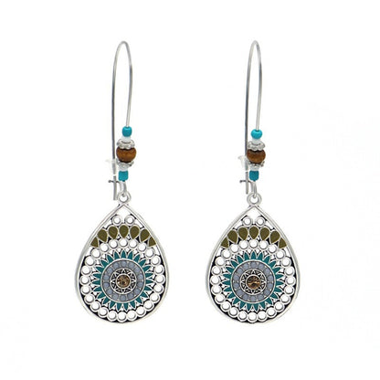 Chinese style beauty long Miao silver ethnic earrings high-end national style tassel non-pierced ear clips