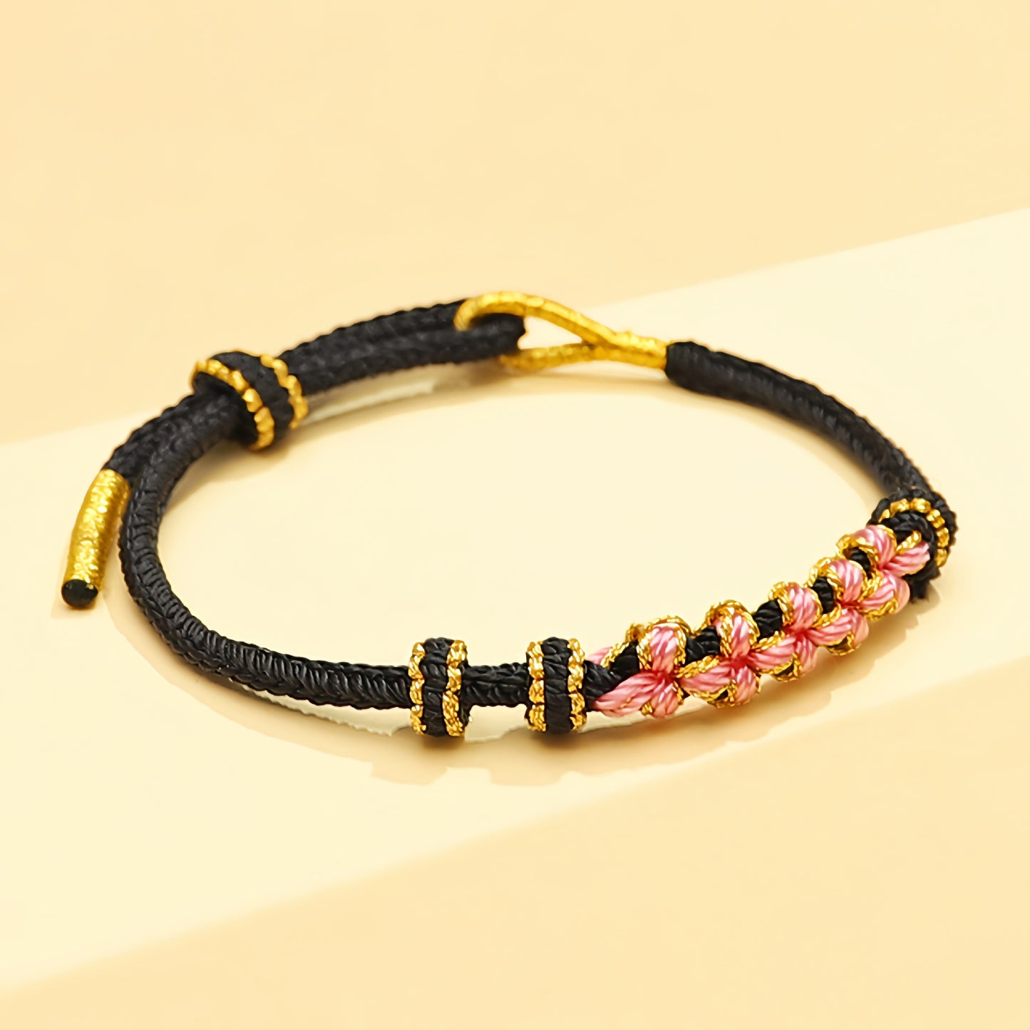 Chinese style, lily of the valley peach blossom bracelet hand-woven thousands of miles of rivers and mountains bracelet transfer beads red rope