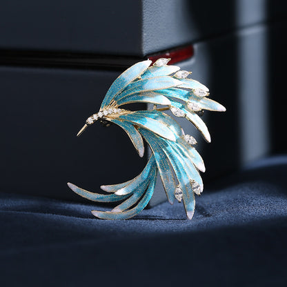 Phoenix corsage cheongsam dress accessories elegant temperament pin Chinese style gradient feather brooch