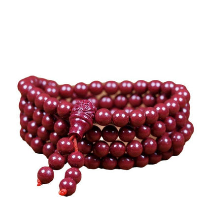 Natural cinnabar 108-bead Buddhist bracelet