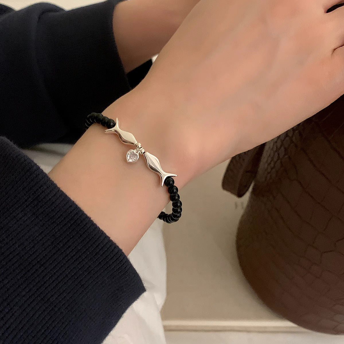 Chinese style natural irregular pearl s925 sterling silver bracelet female beaded silver bracelet