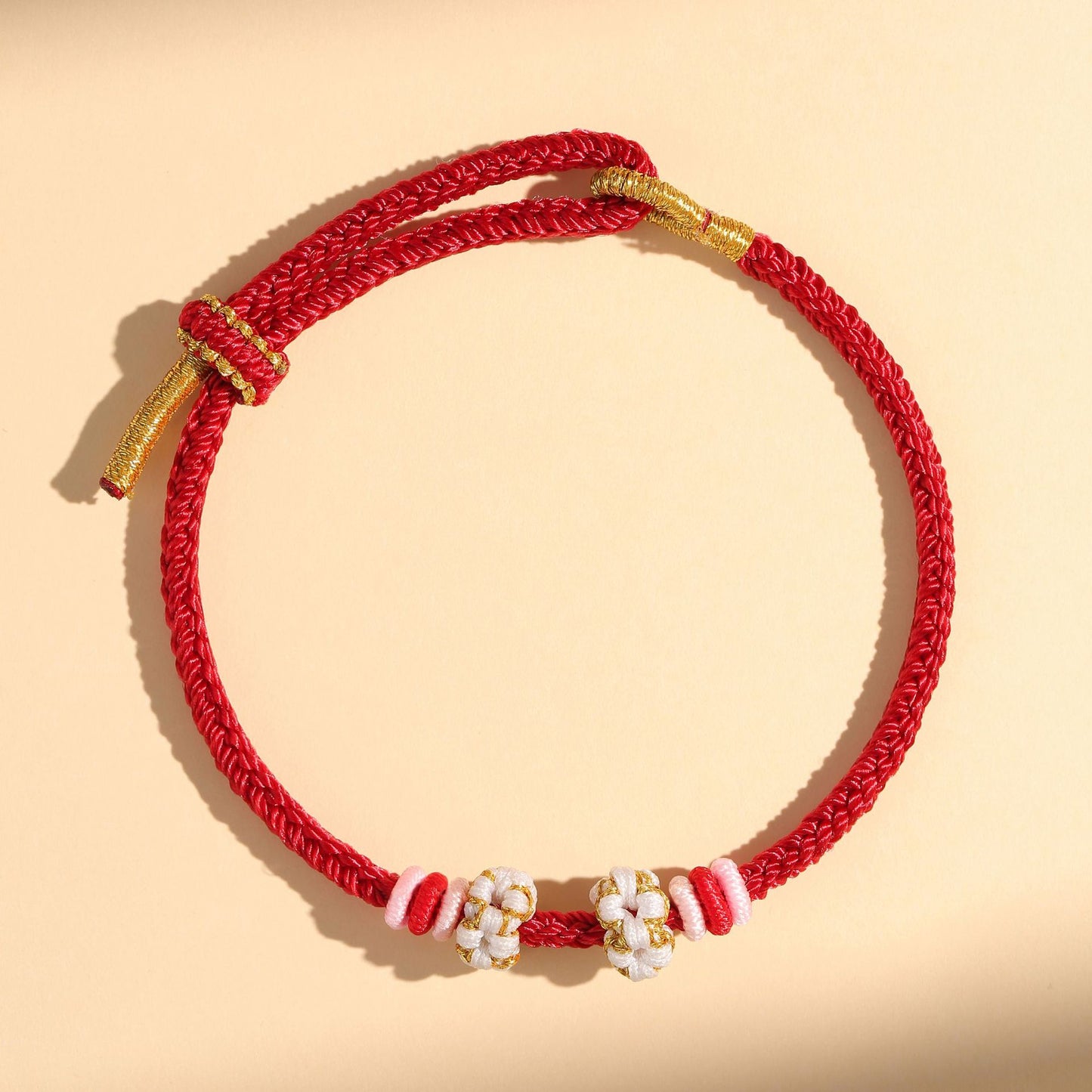 Chinese style, lily of the valley peach blossom bracelet hand-woven thousands of miles of rivers and mountains bracelet transfer beads red rope