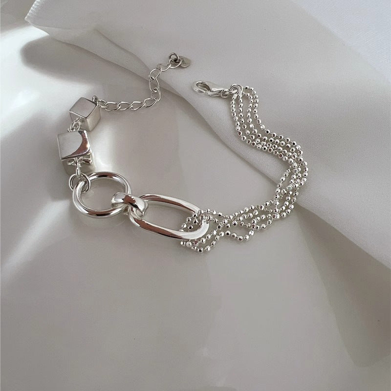 Chinese style natural irregular pearl s925 sterling silver bracelet female beaded silver bracelet