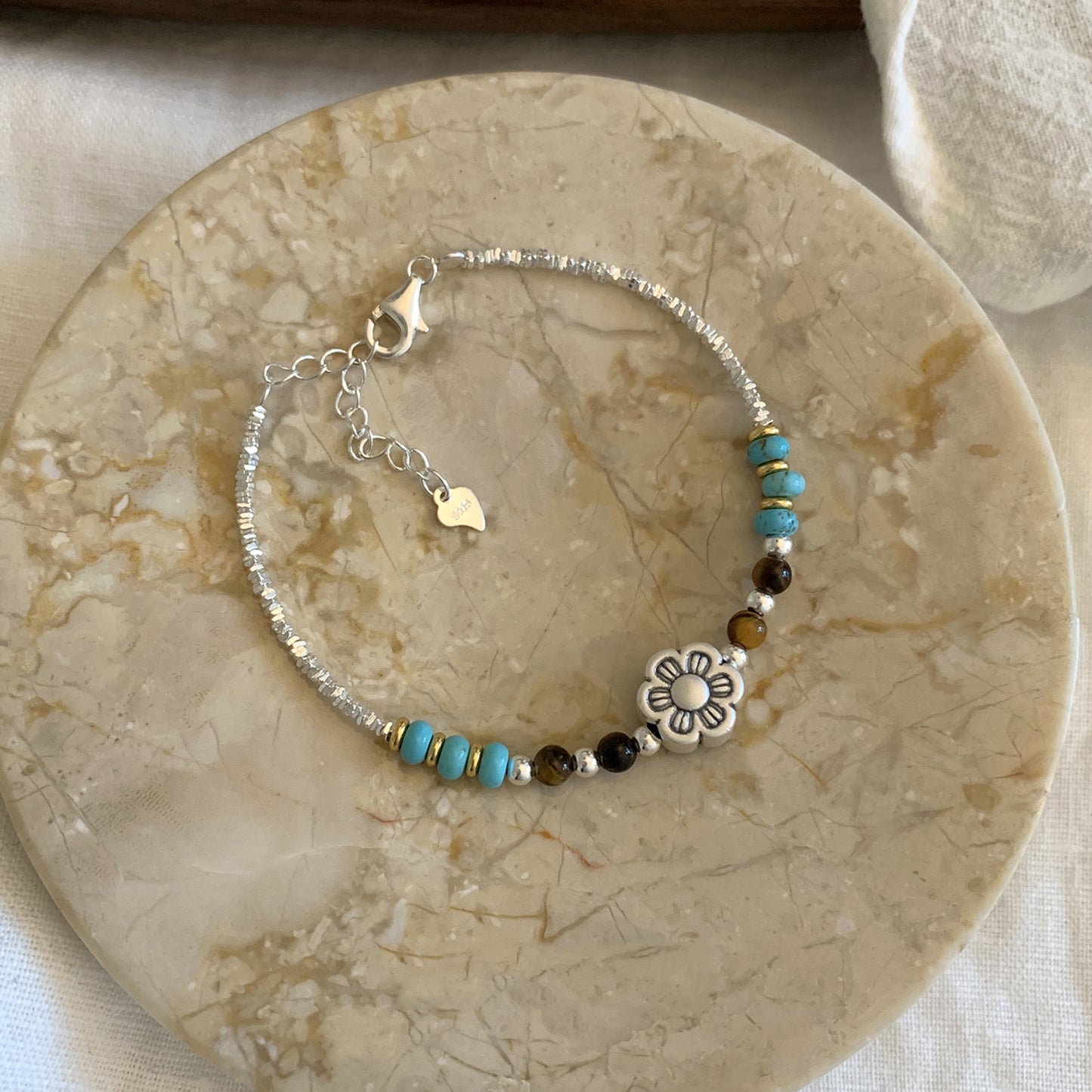 Chinese style natural irregular pearl s925 sterling silver bracelet female beaded silver bracelet