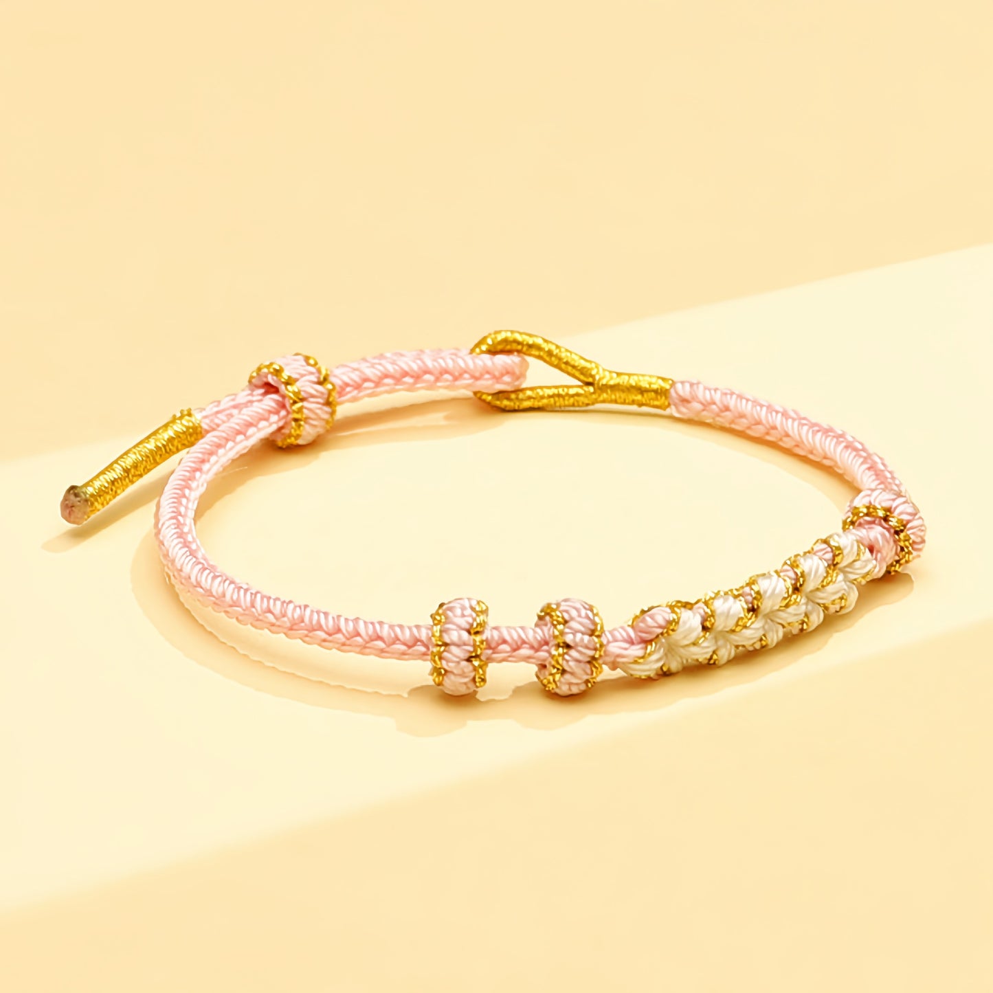 Chinese style, lily of the valley peach blossom bracelet hand-woven thousands of miles of rivers and mountains bracelet transfer beads red rope