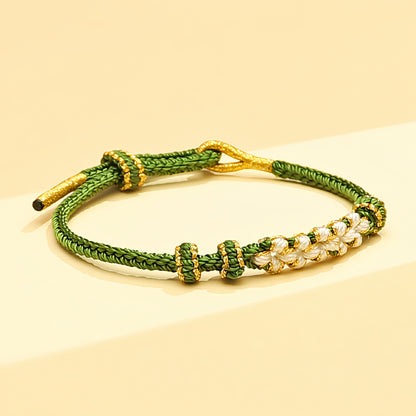 Chinese style, lily of the valley peach blossom bracelet hand-woven thousands of miles of rivers and mountains bracelet transfer beads red rope