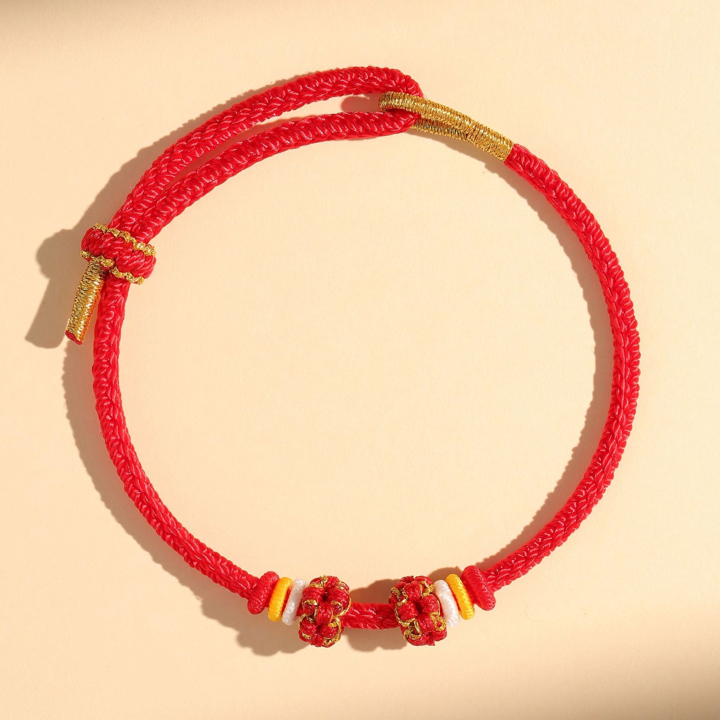 Chinese style, lily of the valley peach blossom bracelet hand-woven thousands of miles of rivers and mountains bracelet transfer beads red rope