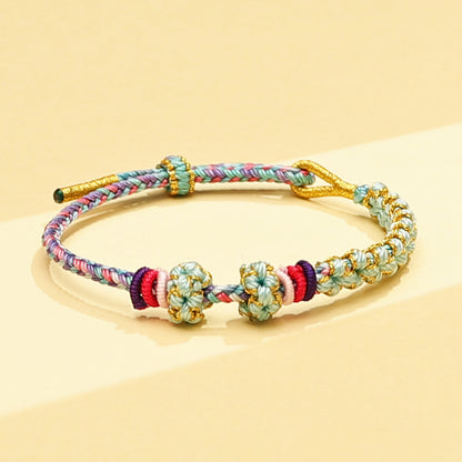 Chinese style, lily of the valley peach blossom bracelet hand-woven thousands of miles of rivers and mountains bracelet transfer beads red rope