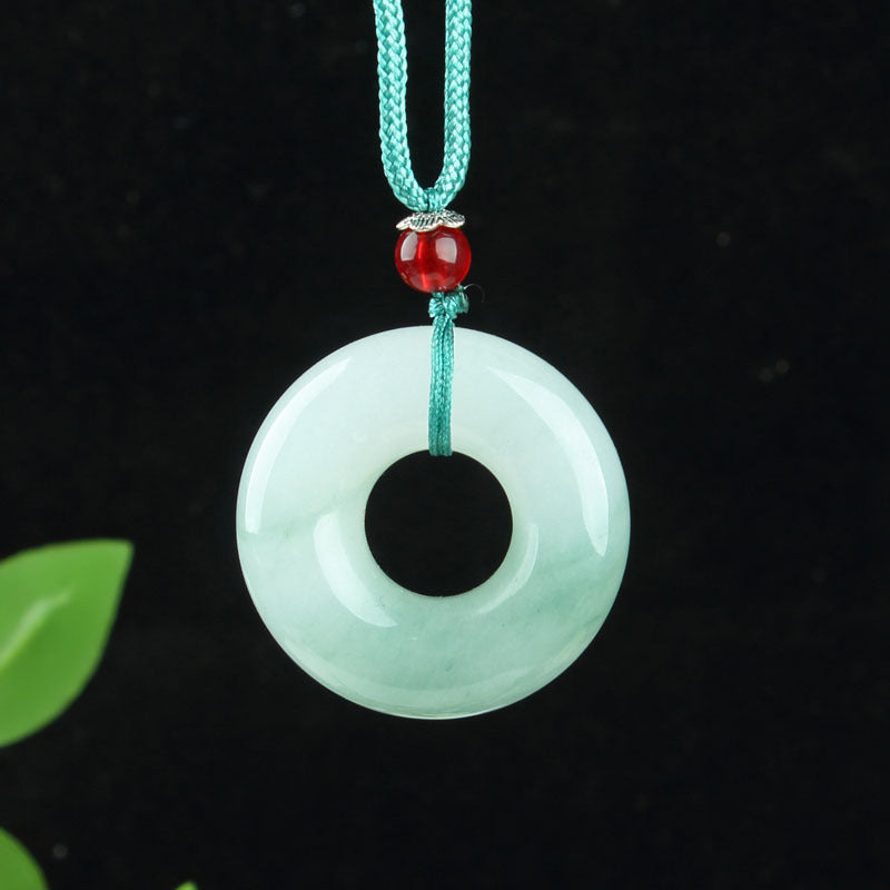 Chinese style Xinjiang Tianshan Jade pendant with rope and floating flowers Tianshan Jade jade peace pendant auspicious cloud Ruyi pendant Tianshan Jade small piece