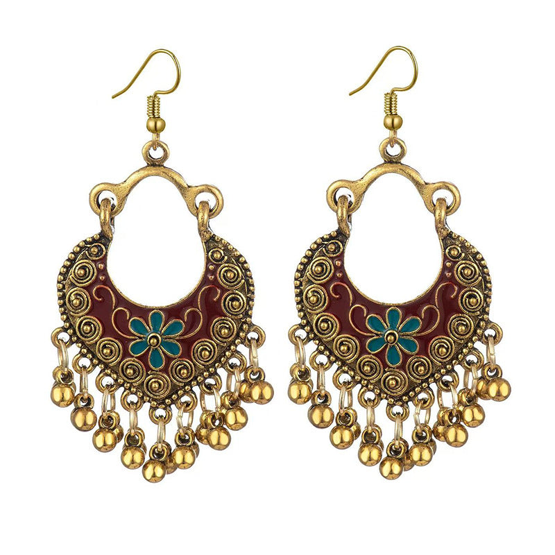 Chinese style beauty long Miao silver ethnic earrings high-end national style tassel non-pierced ear clips