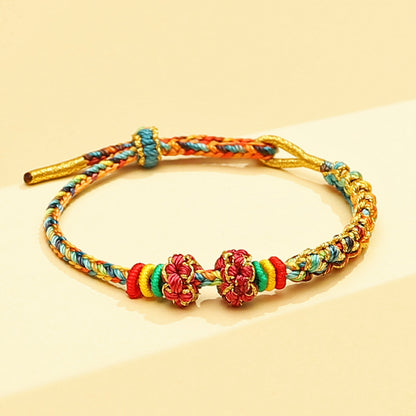 Chinese style, lily of the valley peach blossom bracelet hand-woven thousands of miles of rivers and mountains bracelet transfer beads red rope