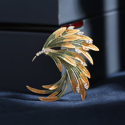 Phoenix corsage cheongsam dress accessories elegant temperament pin Chinese style gradient feather brooch